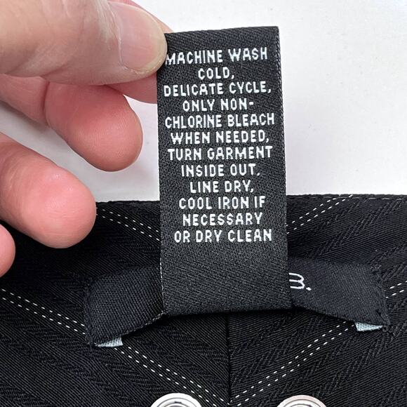 Arden B Black Pinstripe Wide Leg Trouser Pants Gromet Chain Womens 2 Black - Picture 6 of 7